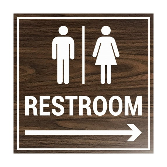 Square Restroom Sign (Walnut) - Small