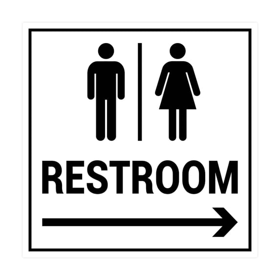 Square Restroom Sign (White) - Medium