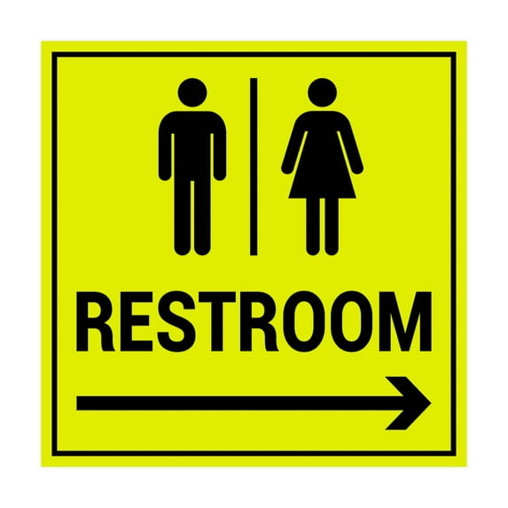 Square Restroom Sign (Yellow / Black) - Medium