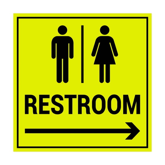 Square Restroom Sign (Yellow / Black) - Small