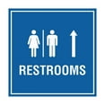thumbnail image 1 of Square Restrooms Up Arrow Wall or Door Sign Size: 8 inch x 8 inch, 1 of 5