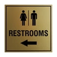 thumbnail image 1 of Square Restrooms left arrow Sign (Brushed Gold) - Large, 1 of 1