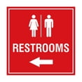 thumbnail image 1 of Square Restrooms left arrow Sign (Red) - Large, 1 of 1