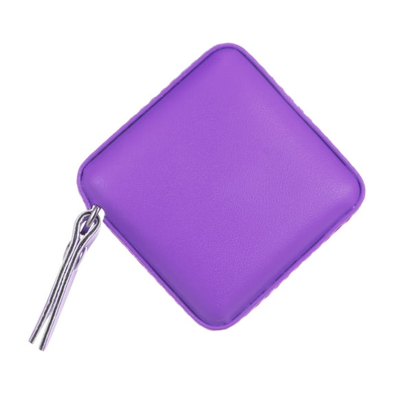 Square Retractable Measuring Tape 150cm/60-inch Soft Leather Case Tailors Tape Measure, Purple