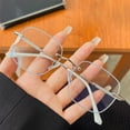 thumbnail image 1 of Square Rimless Reading Glasses +2.5, Women's Blue Light Blocking Metal Silver Bling Readers 2.50, Fashion Presbyopia Glasses, 1 of 6