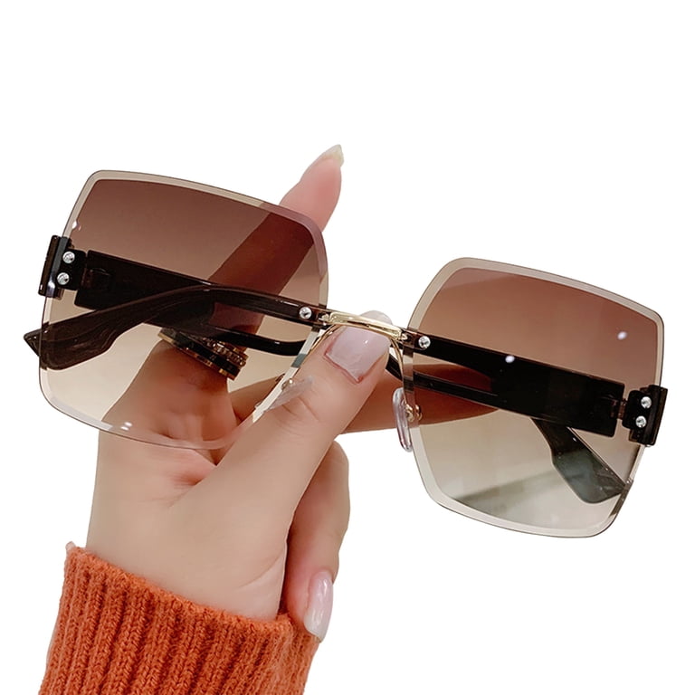 Square Rimless Sunglasses Glasses Unsexi Oversized Sun  display picture 3