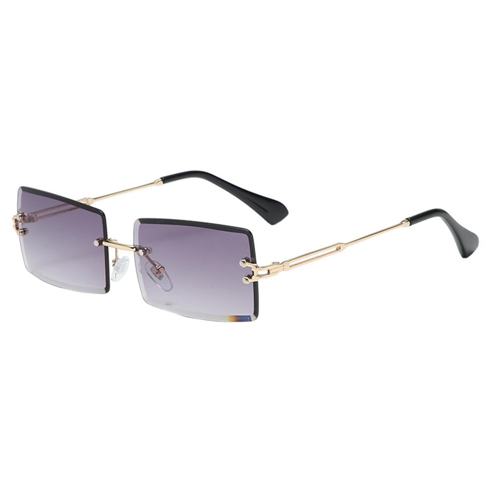 Square Rave Goggles Square Rimless Sunglasses Tinted Lens Retro Summer Party Rave Shades ...