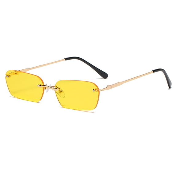 Rimless Square Sunglasses for Men and Women Metal Frame Strong Durable Eyewear UV400 Protection Fashion Shades with PC