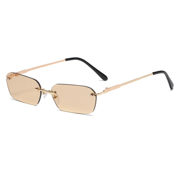 Rimless Square Sunglasses With Metal Frame UV400 Protection Fashion Shades For Men Women PC Lenses Unisex Fits