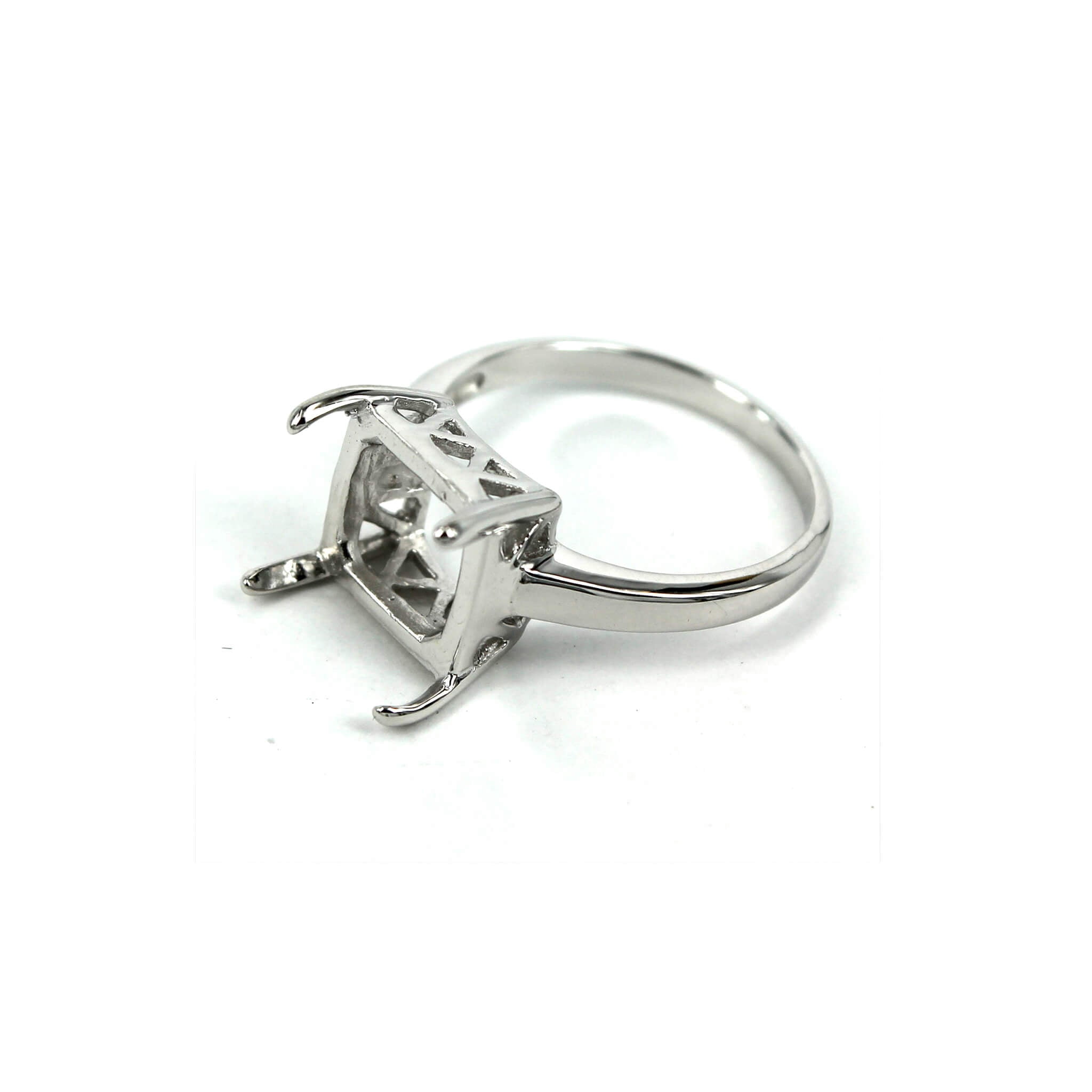 Square Ring Bottom Square Ring Setting with Square Prongs Mounting in Sterling Silver ...