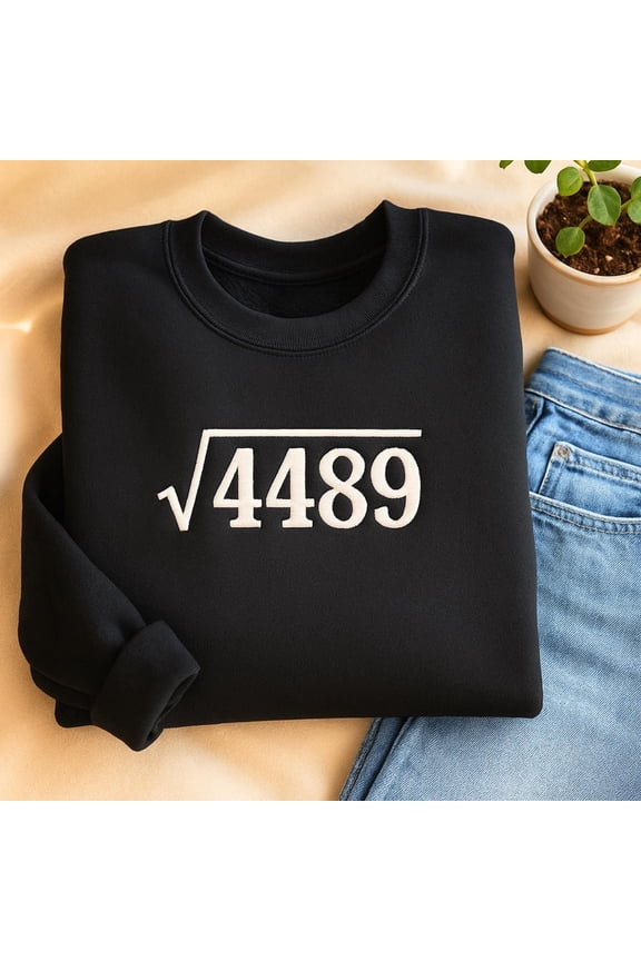 Square Root 4489 Meme Embroidered SweatShirt | Funny Camouflage Math T-Shirt for Men and Women| Math Teacher Gift Tee | Nerdy Slang Joke