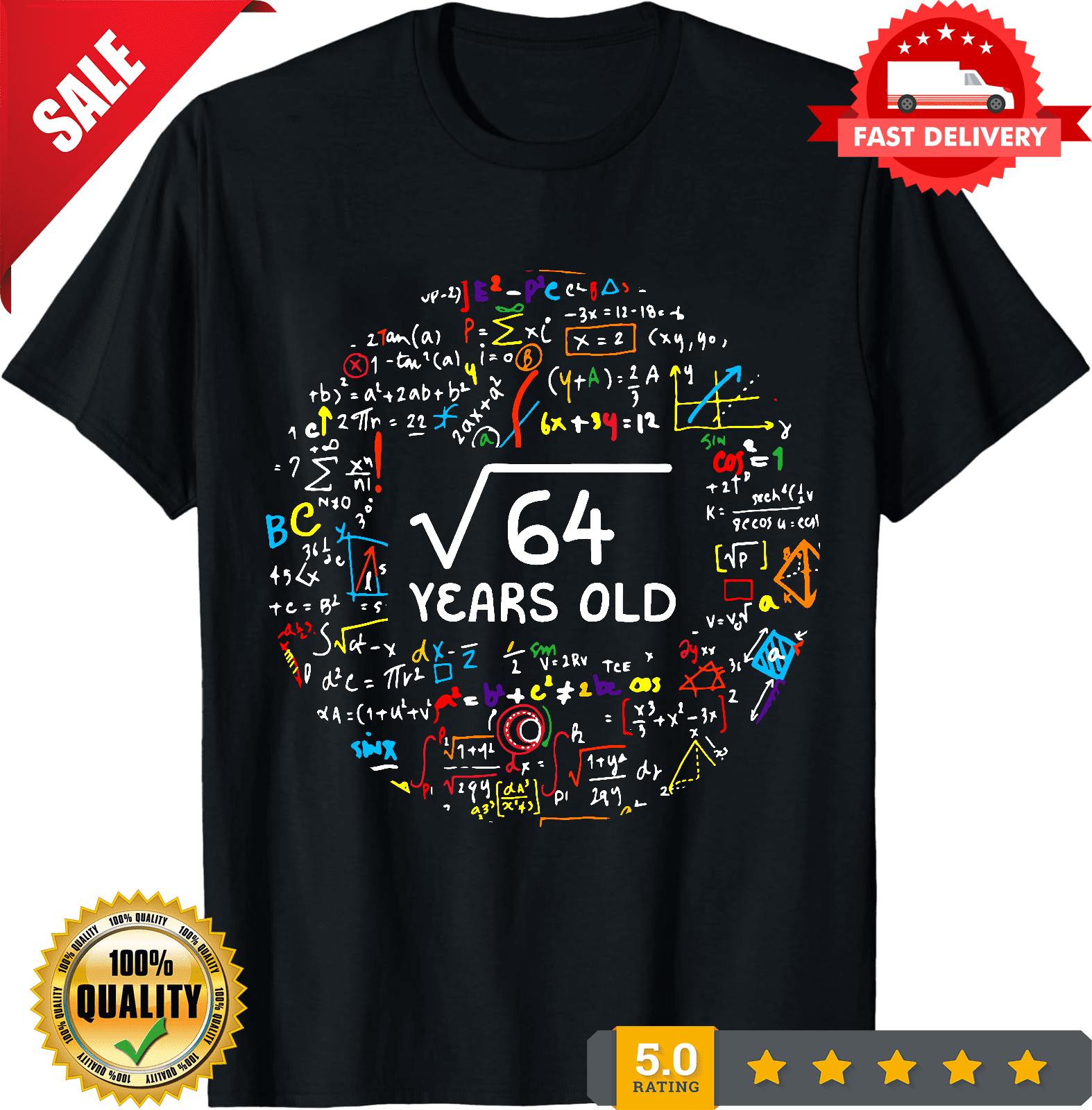 Square Root Of 64 8th Birthday 8 Year Old Gifts Boys Girls Math Bday T ...