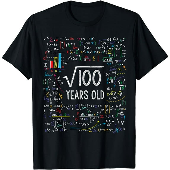Square Root Of 100 10th Birthday 10 Year Old Gifts Math Bday T-Shirt