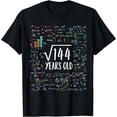 thumbnail image 1 of Square Root Of 144 12th Birthday 12 Year Old Gifts Math Bday T-Shirt, 1 of 4