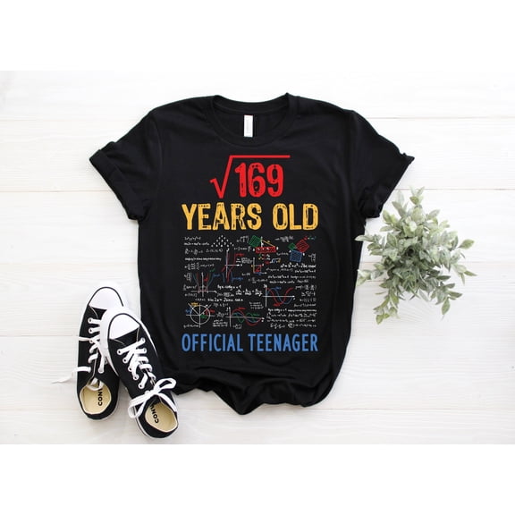 Square Root Of 169 13 Years Old Official Teenager Birthday T-Shirt, Gifts Math Bday Party, Mathematic Maths Science Lover Boys Girls Costume