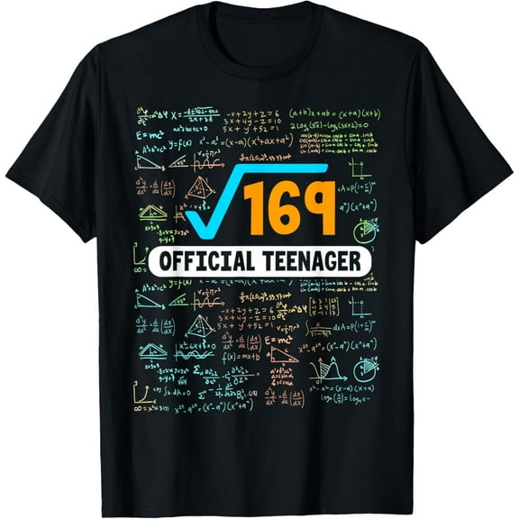 Square Root Of 169 13 Years Old Official Teenager Birthday T-ShirtBrand clothing, men and women can wear, black, white, gifts.