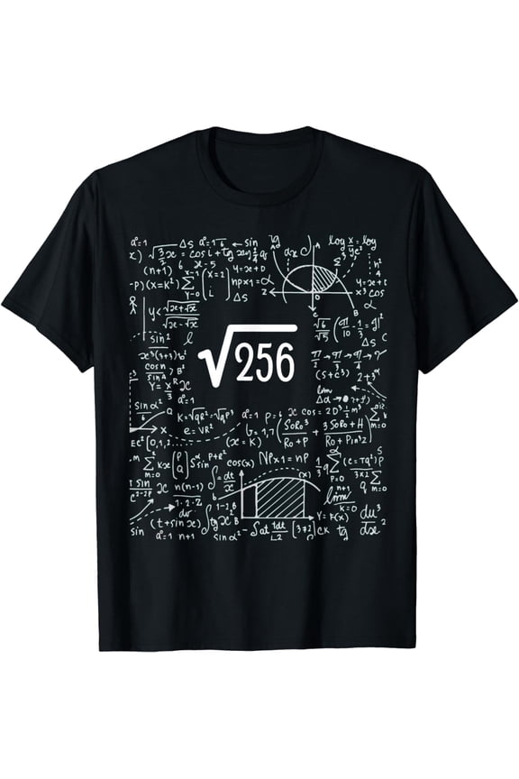 Square Root Of 256 Birthday Art 16 Years Old Math Nerd Geek T-Shirt