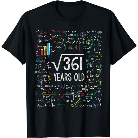 Square Root Of 361 19th Birthday 19 Year Old Gifts Math Bday T-Shirt