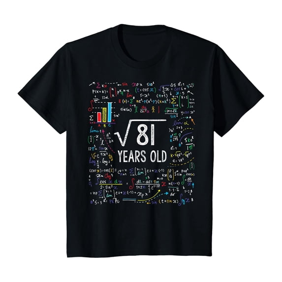 Matho Square Roots Square Root Of 81 9Th Birthday 9 Year Old Math T-Shirt - Walmart.com