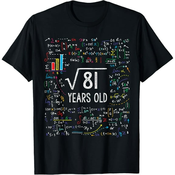 Square Root Of 81 9th Birthday 9 Year Old Gifts Math Bday T-Shirt