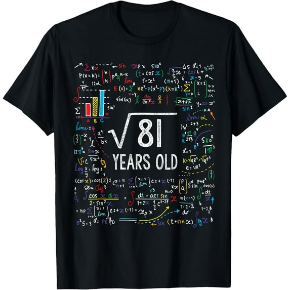 Square Root Of 81 9th Birthday 9 Year Old Gifts Math Bday T-Shirt