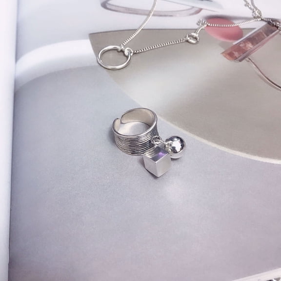 Square Round Ball Ring Fashion Retro Niche Design Personal Atmosphere Jewelry For Women Gift For Stylish Wears