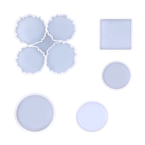 Square Round Coaster Resin Mould Coaster Mould for Resin,DIY Coaster Mould Set for Making Cup Mats Table Home Decoration