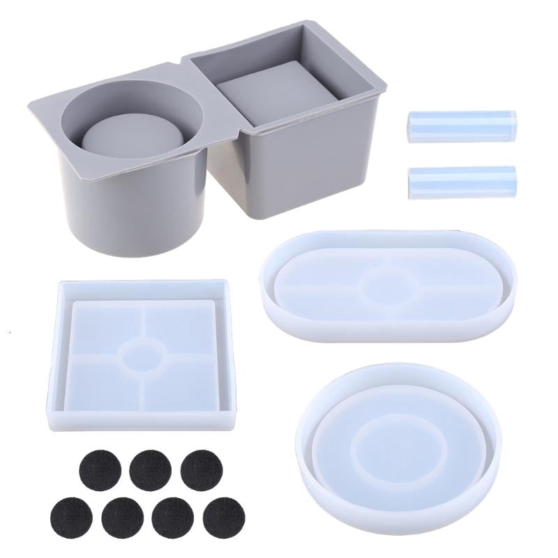 Square Round Concrete Flower Pot Tray Silicone Mould Planter Epoxy Resin Mold DIY Crafts Casting Tools