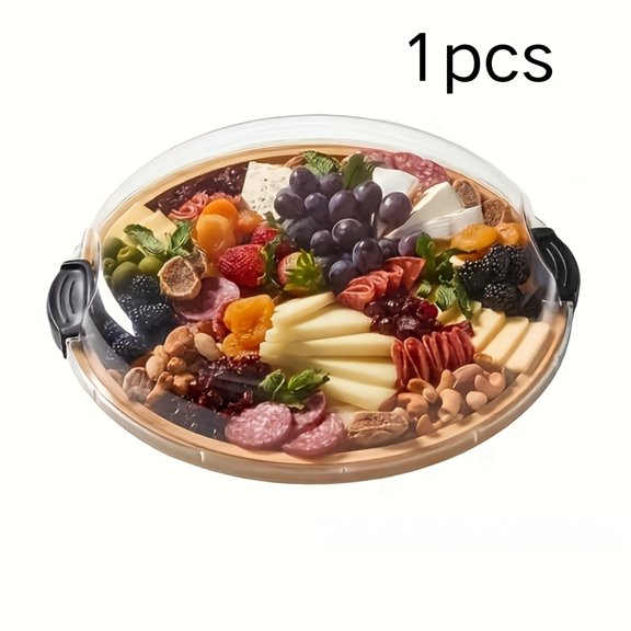 Square,Round Portable Bamboo Serving Tray, Single Compartment Build-A-Board Cutting Board, Food Tray for Kitchen, Parties, Picnics, Camping, Natural Bamboo for Snacks, Ideal Halloween Christmas Gift