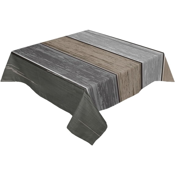 Square/Round Tablecloth 54x54inch, Farmhouse Wood Grain, Vinyl Table Covers Waterproof Oilcloth Table Cloth Linens, Farmhouse Tablecloths for Outdoor Dining Wedding Party Camping, Brown Grey Ombre