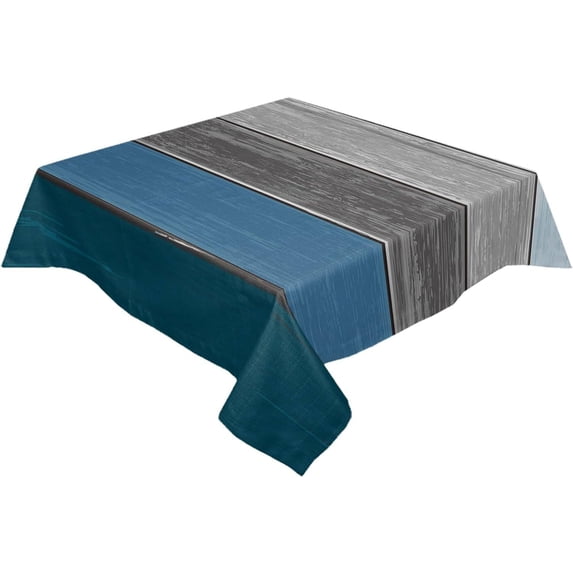 Square/Round Tablecloth 54x54inch Ructic Wood Blue Gray Wrinkle Resistant Washable Polyester Table Cloth Oil Proof Dining Table Cover Decorative for Parties/Wedding/Outdoor Farm Country Grain