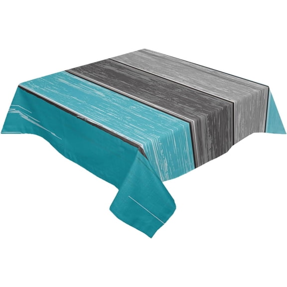 Square/Round Tablecloth 60x60inch Teal Grey Ombre Wrinkle Resistant Washable Polyester Table Cloth Oil Proof Dining Table Cover Decorative for Parties/Wedding/Outdoor Rustic Wooden Vintage Wood