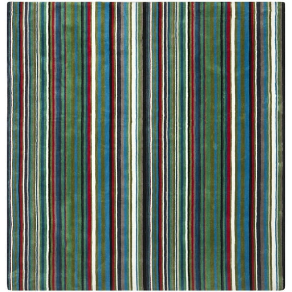 Contemporary Rug - Rodeo Drive Wool Pile -Green/Multi-Color:Green/Multi,Design:Contemporary,Shape:Square,Size:8'L x 8' W
