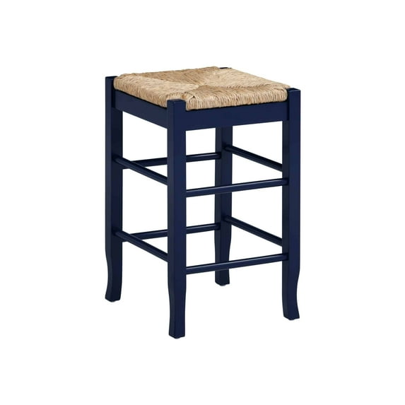 Square Rush Backless Counter Stool – Navy Blue Finish
