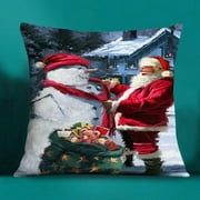 Square Santa Claus Super Soft Pillow Case Holiday Gift Cushion Cover Sofa Decorative Funda de almohada