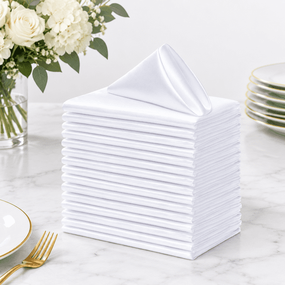 Square Satin Dinner Napk White 20x20 Inches 100 Pack - Walmart.com