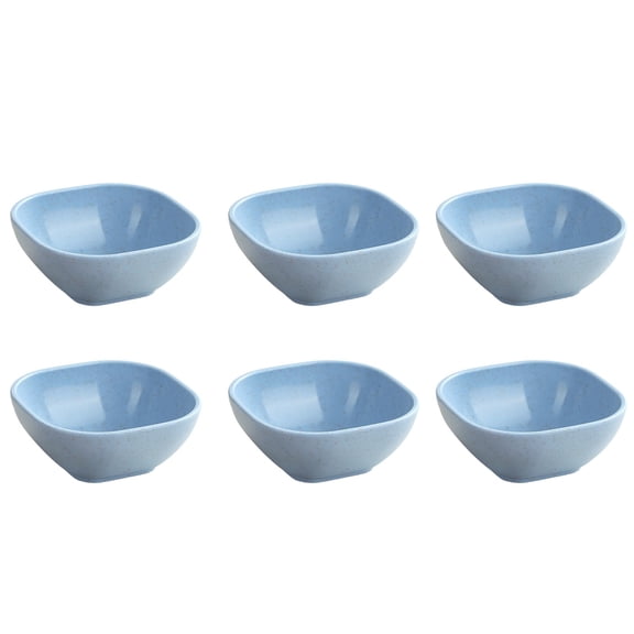 Square Sauce Dish, 6 Pack 4" Wheat Straw Dipping Bowls, Plastic Soy Sauce Dishes, Unbreakable Small Dessert Bowls, Microwave and Dishwasher Safe