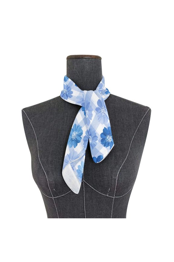 Square Scarf 24x24 Inch Beautiful Blue Gardenias Silky Satin Sun Protection Neck Scarf for Women Multi-Purpose Head Wrap Bandana for Hair Bag Decoration