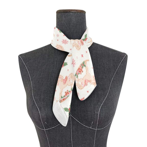 Square Scarf 24x24 Inch Christmas Rocking Horse Pattern Silky Satin Sun Protection Neck Scarf for Women Multi-Purpose Head Wrap Bandana for Hair Bag Decoration