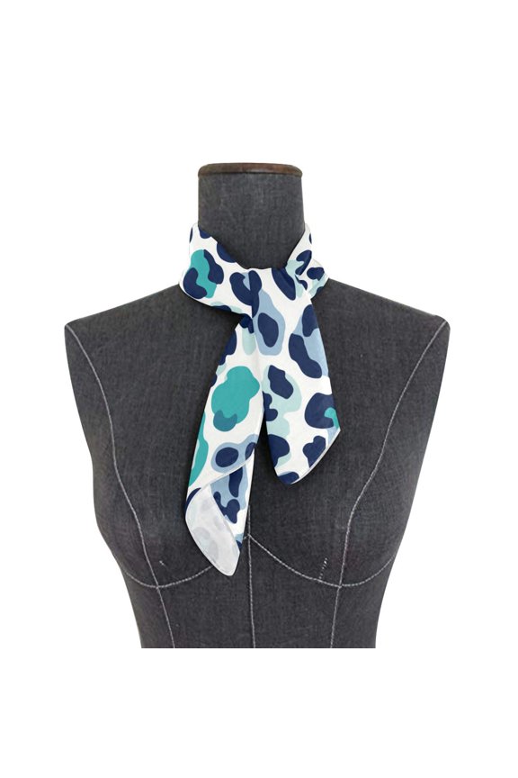 Square Scarf 24x24 Inch Cool Tone Blue Cheetah Pattern Silky Satin Sun Protection Neck Scarf for Women Multi-Purpose Head Wrap Bandana for Hair Bag Decoration
