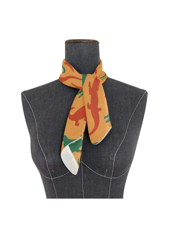 Square Scarf 24x24 Inch Crocodile Pattern Design Silky Satin Sun Protection Neck Scarf for Women Multi-Purpose Head Wrap Bandana for Hair Bag Decoration