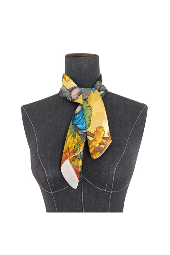Square Scarf 24x24 Inch Cute Gray French Bulldog Silky Satin Sun Protection Neck Scarf for Women Multi-Purpose Head Wrap Bandana for Hair Bag Decoration