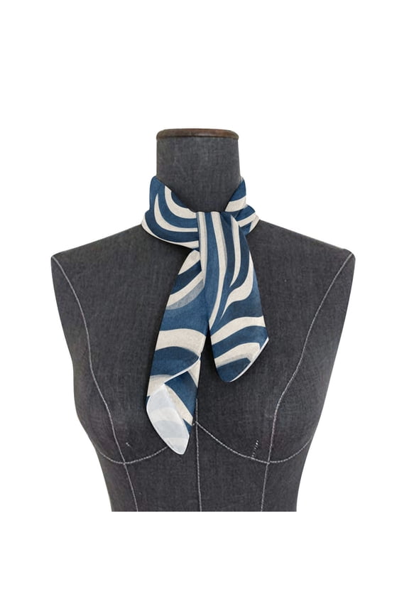 Square Scarf 24x24 Inch Dark Blue Zebra Stripes Silky Satin Sun Protection Neck Scarf for Women Multi-Purpose Head Wrap Bandana for Hair Bag Decoration