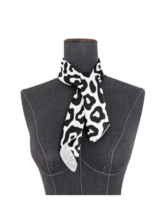 Square Scarf 24x24 Inch Graphic Black White Leopard Print Silky Satin Sun Protection Neck Scarf for Women Multi-Purpose Head Wrap Bandana for Hair Bag Decoration