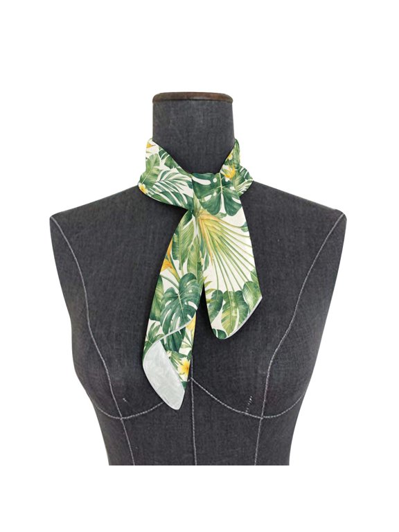 Square Scarf 24x24 Inch Hawaiian Floral Monstera Artwork Silky Satin Sun Protection Neck Scarf for Women Multi-Purpose Head Wrap Bandana for Hair Bag Decoration