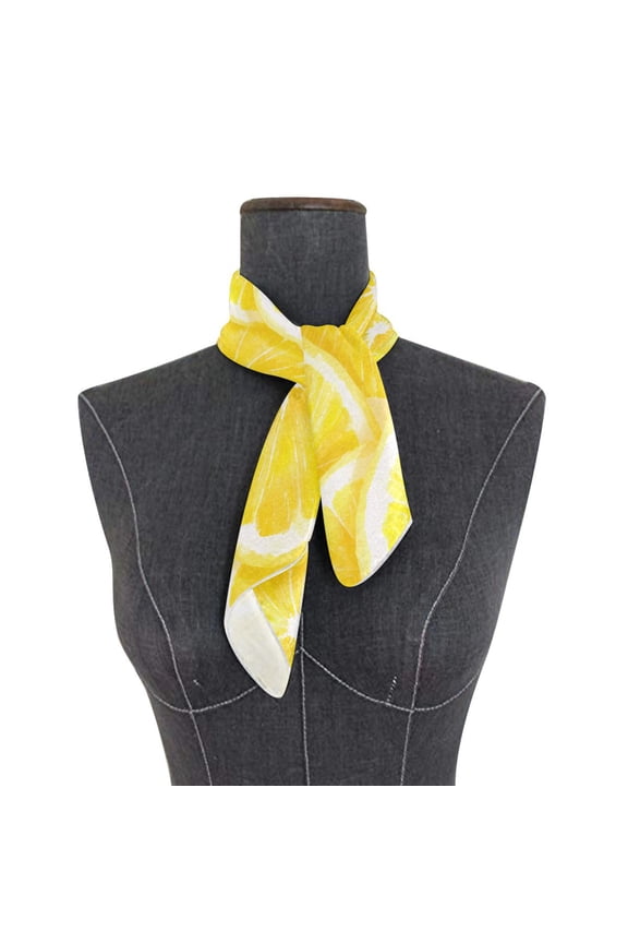 Square Scarf 24x24 Inch Lemon Slice Pattern Silky Satin Sun Protection Neck Scarf for Women Multi-Purpose Head Wrap Bandana for Hair Bag Decoration