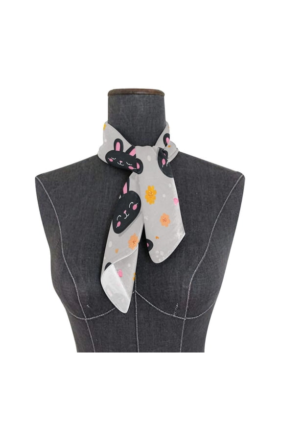 Square Scarf 24x24 Inch Midnnight Buny Smile Silky Satin Sun Protection Neck Scarf for Women Multi-Purpose Head Wrap Bandana for Hair Bag Decoration