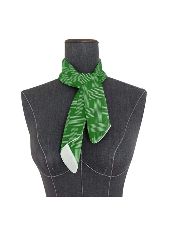 Square Scarf 24x24 Inch Modern Green Weave Pattern Silky Satin Sun Protection Neck Scarf for Women Multi-Purpose Head Wrap Bandana for Hair Bag Decoration