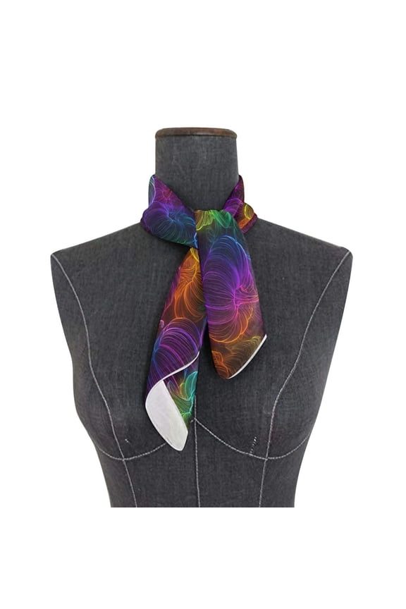 Square Scarf 24x24 Inch Neon-glowing Pumpkins Pattern Silky Satin Sun Protection Neck Scarf for Women Multi-Purpose Head Wrap Bandana for Hair Bag Decoration