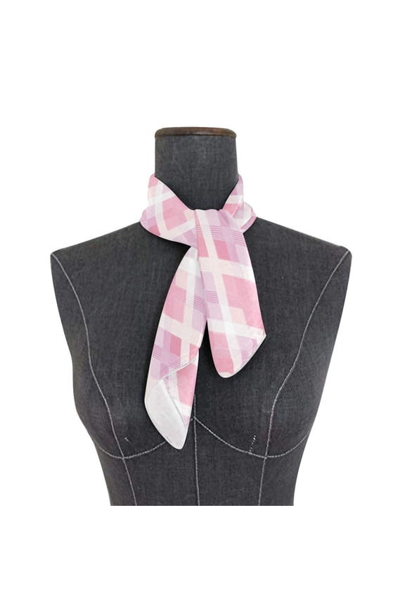 Square Scarf 24x24 Inch Pink Purple Argyle Plaid Silky Satin Sun Protection Neck Scarf for Women Multi-Purpose Head Wrap Bandana for Hair Bag Decoration